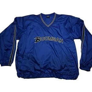 BOOMBAH Men Size XL Nylon Spell‎ Out Logo Lined V-Neck Blue Pullover Windbreaker